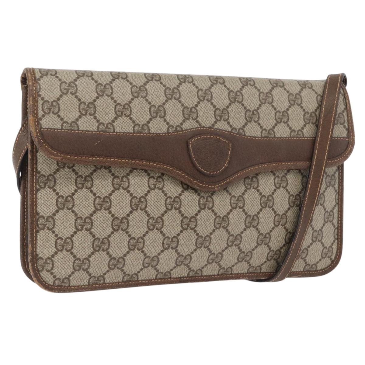 GUCCI GG Supreme Shoulder Bag PVC Beige Gold 004 904 0671 Auth BA11282