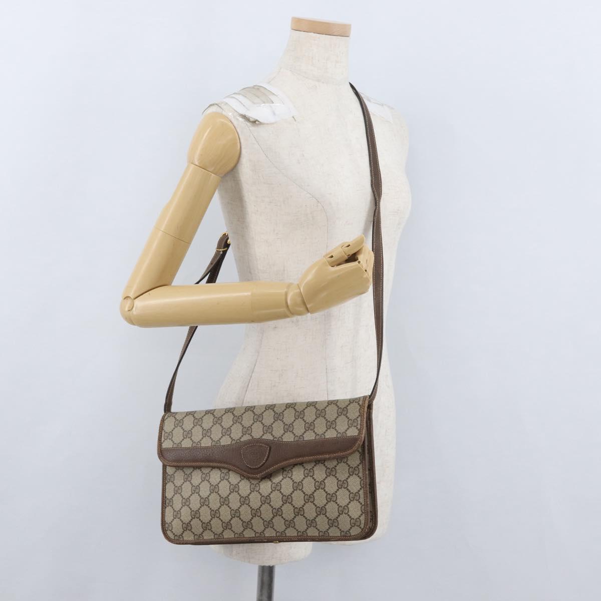 GUCCI GG Supreme Shoulder Bag PVC Beige Gold 004 904 0671 Auth BA11282
