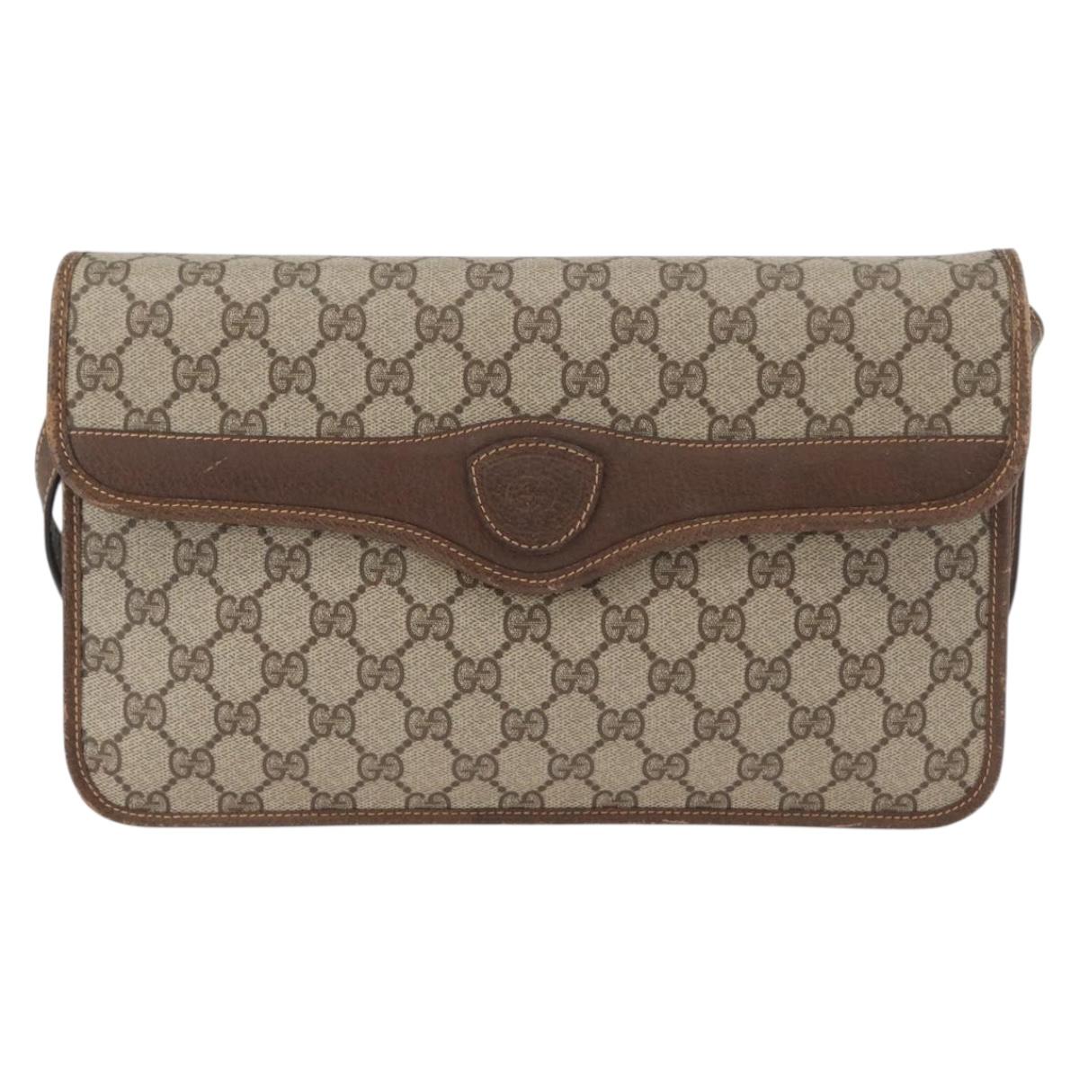 GUCCI GG Supreme Shoulder Bag PVC Beige Gold 004 904 0671 Auth BA11282