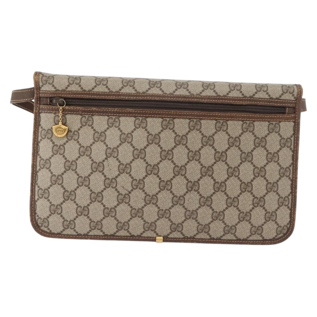 GUCCI GG Supreme Shoulder Bag PVC Beige Gold 004 904 0671 Auth BA11282
