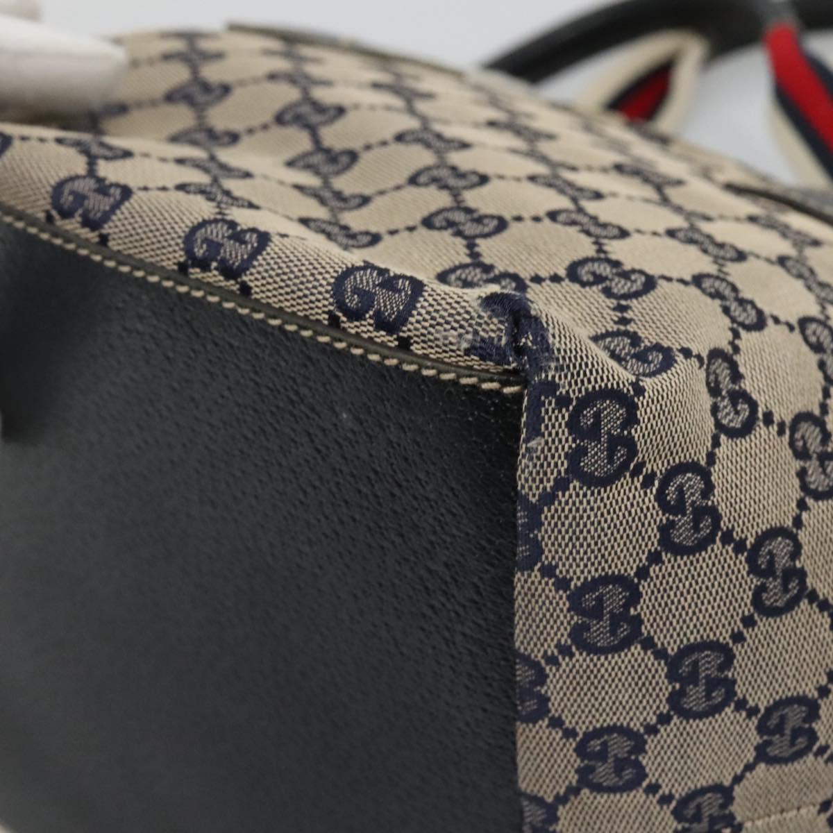 GUCCI GG Canvas Sherry Line Tote Bag Navy Red 131228 Auth BA1129