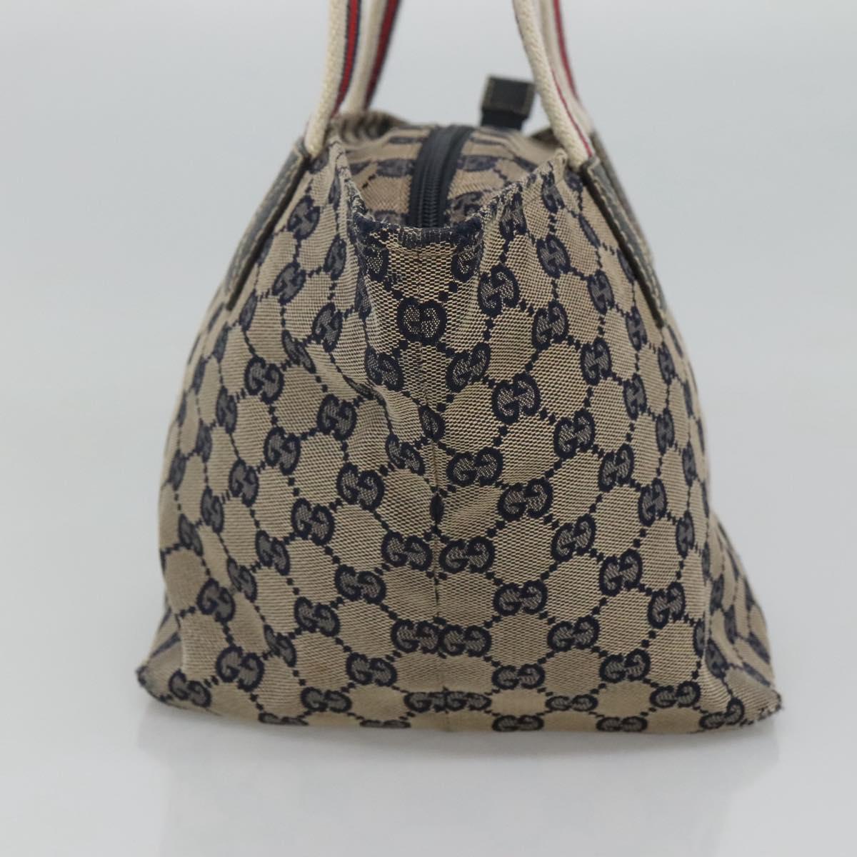 GUCCI GG Canvas Sherry Line Tote Bag Navy Red 131228 Auth BA1129