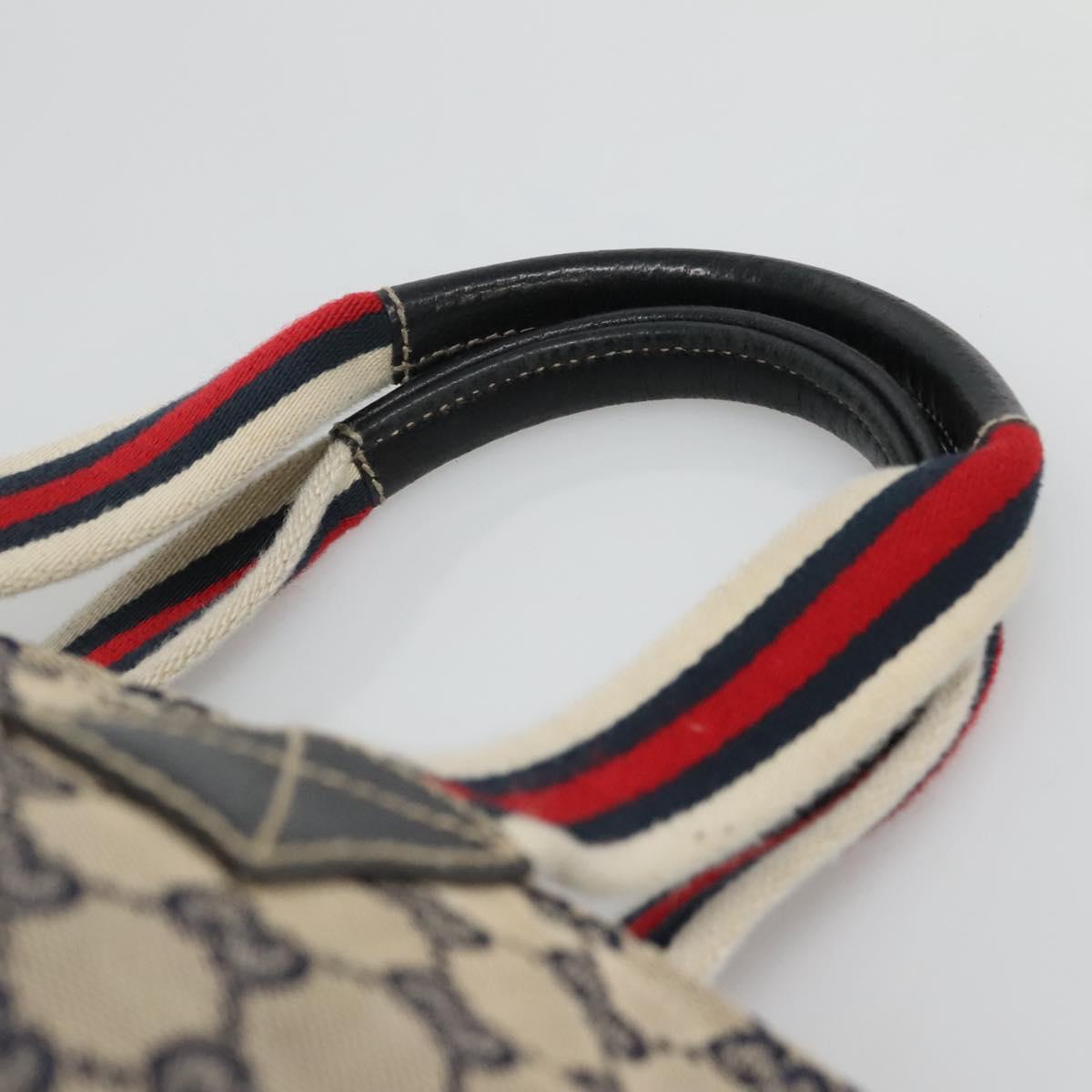 GUCCI GG Canvas Sherry Line Tote Bag Navy Red 131228 Auth BA1129