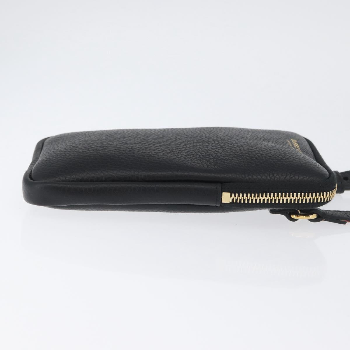 BURBERRY Phone Case Leather Black Gold Auth BA11293V