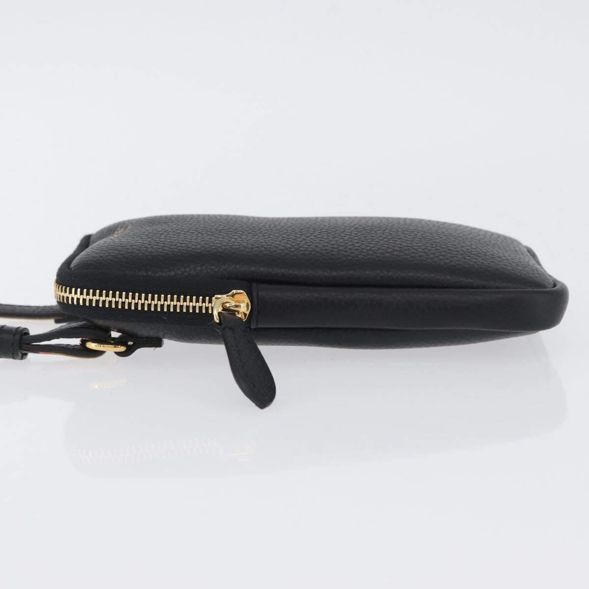 BURBERRY Phone Case Leather Black Gold Auth BA11293V