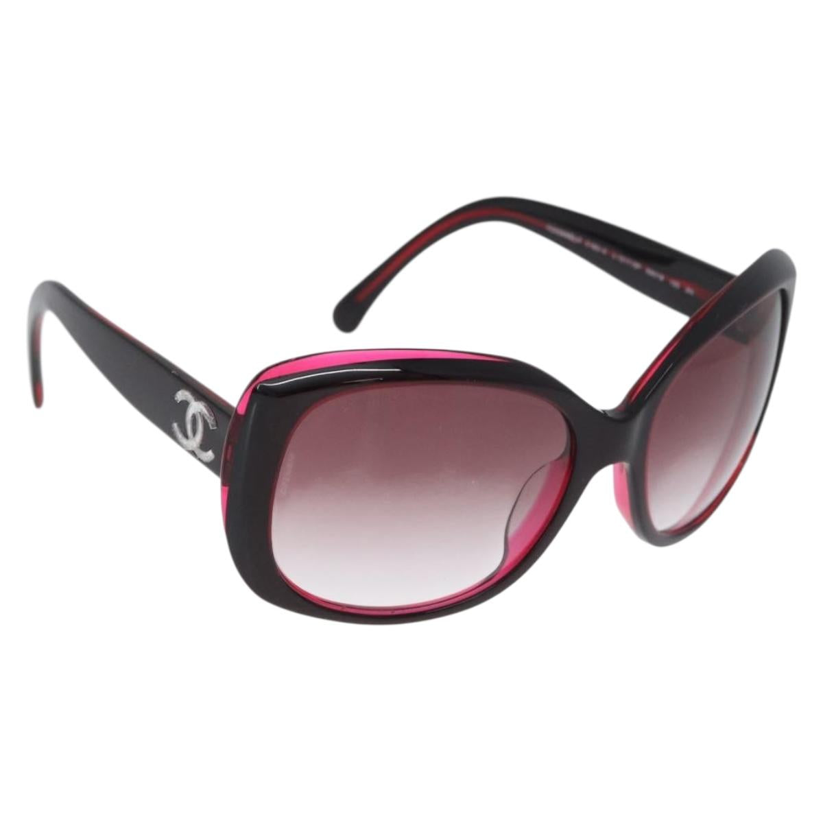 CHANEL COCO Mark Sunglasses plastic Red 5183-A CC Auth BA11304