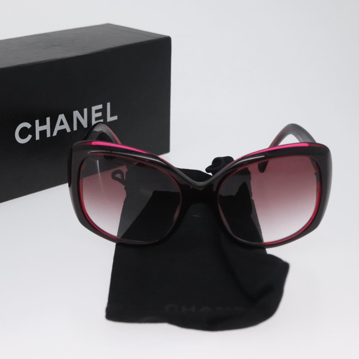 CHANEL COCO Mark Sunglasses plastic Red 5183-A CC Auth BA11304