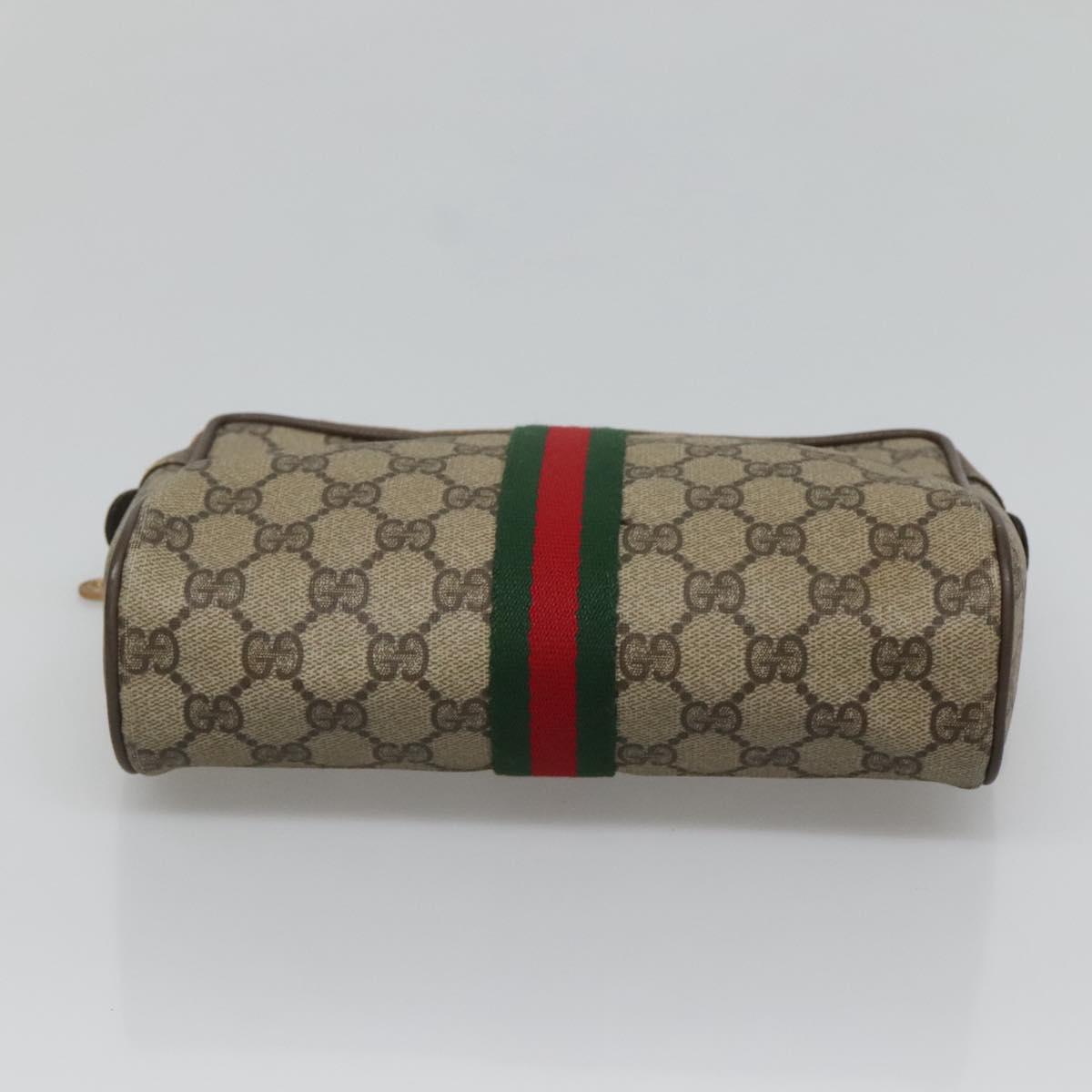 GUCCI GG Supreme Web Sherry Line Clutch Bag PVC Beige Red 56 01 012 Auth BA1131