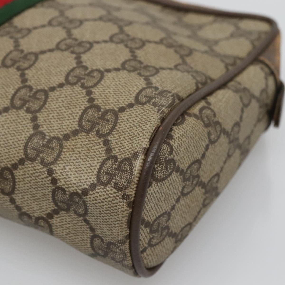 GUCCI GG Supreme Web Sherry Line Clutch Bag PVC Beige Red 56 01 012 Auth BA1131