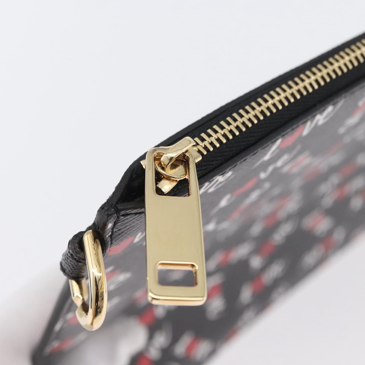 GIVENCHY Clutch Bag Leather Black Gold Auth BA11312