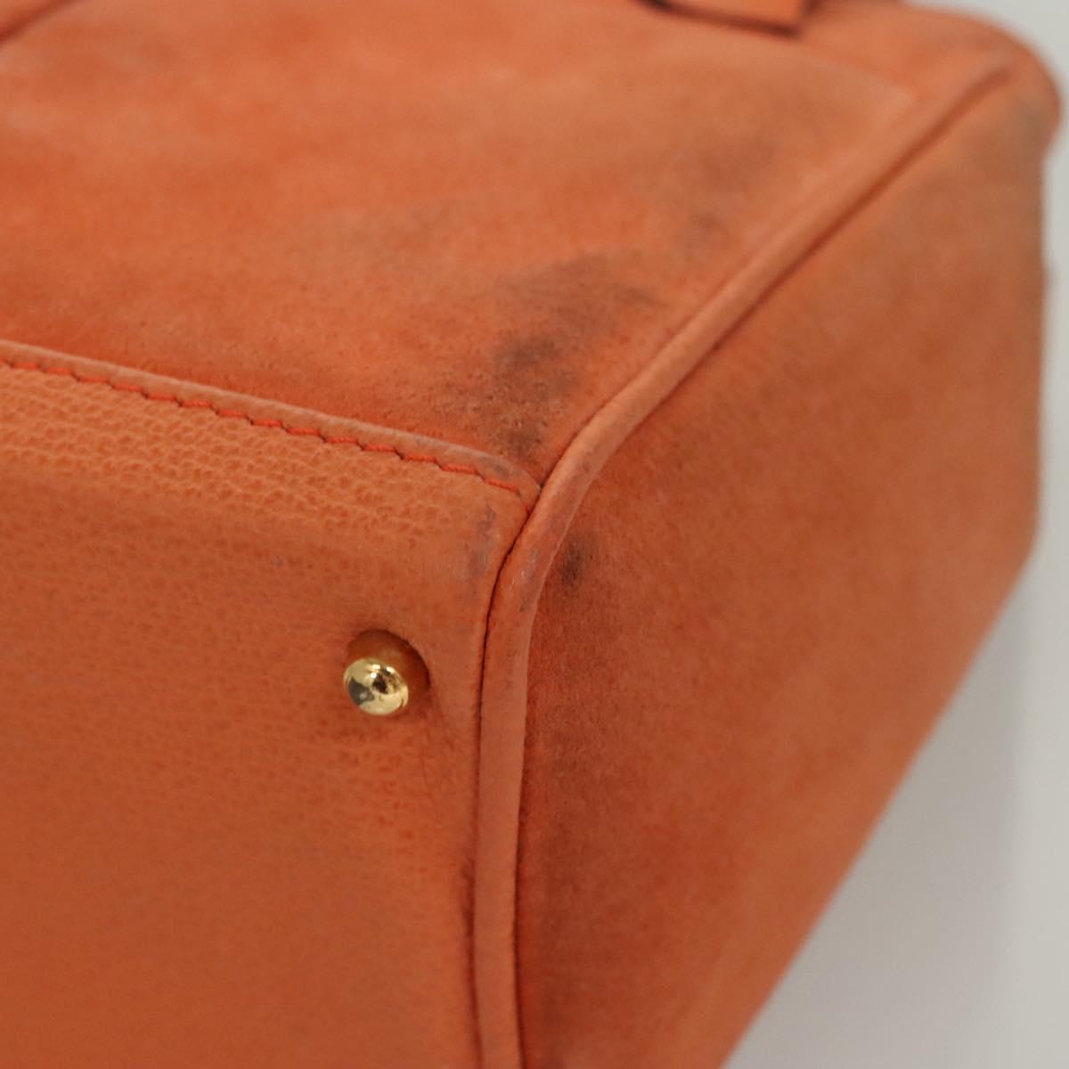 GUCCI Bamboo Hand Bag Suede 2way Orange Gold 000 123 0316 Auth BA1132