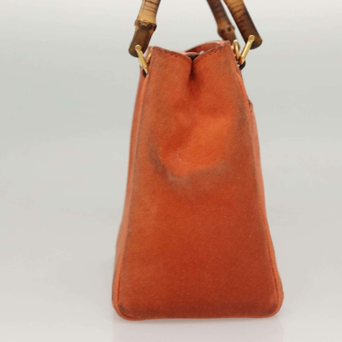 GUCCI Bamboo Hand Bag Suede 2way Orange Gold 000 123 0316 Auth BA1132