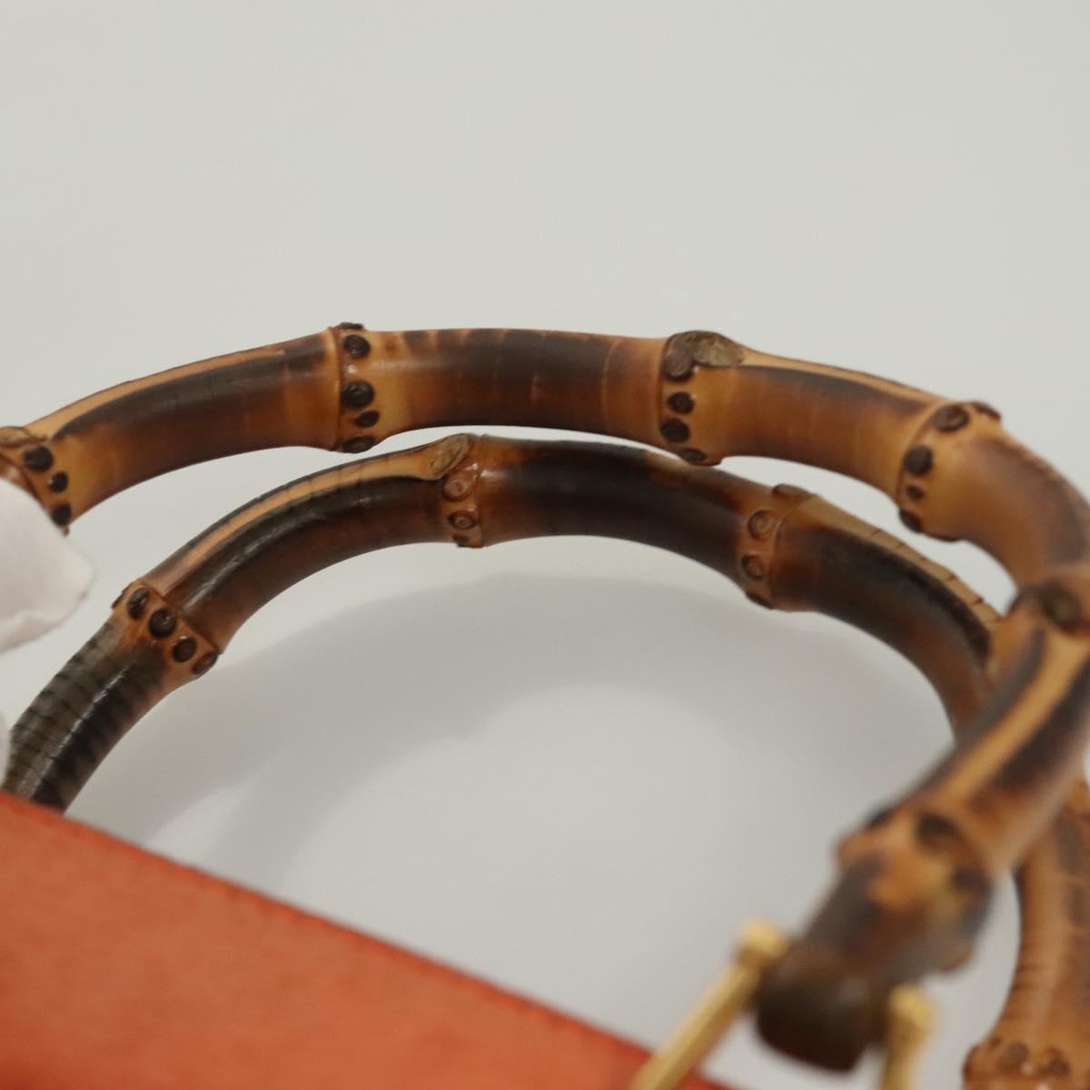 GUCCI Bamboo Hand Bag Suede 2way Orange Gold 000 123 0316 Auth BA1132