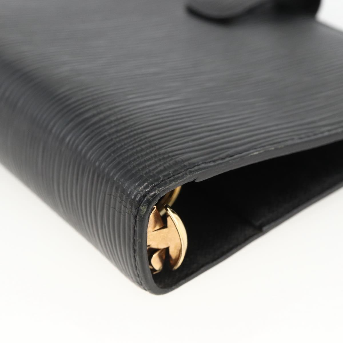 LOUIS VUITTON Epi Agenda MM Day Planner Cover Black R20042 LV Auth BA11324