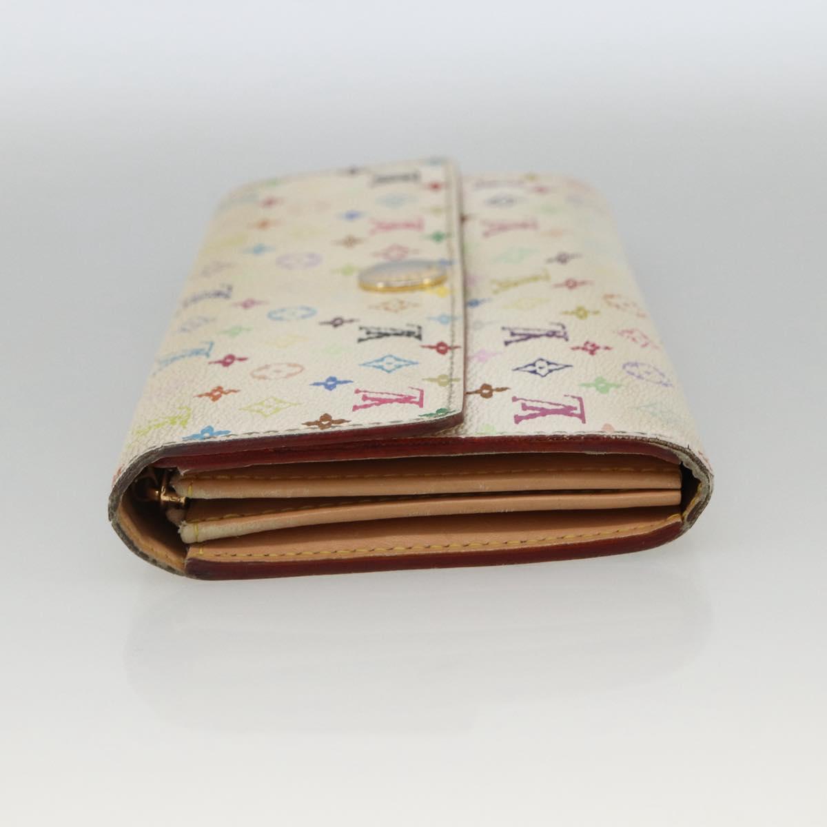 LOUIS VUITTON Multicolor Portefeuille Sarah Wallet White M93532 LV Auth BA11332