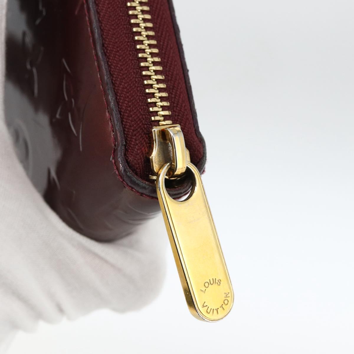 LOUIS VUITTON Monogram Vernis Zippy Long Wallet Rouge Favist M91536 Auth BA11335