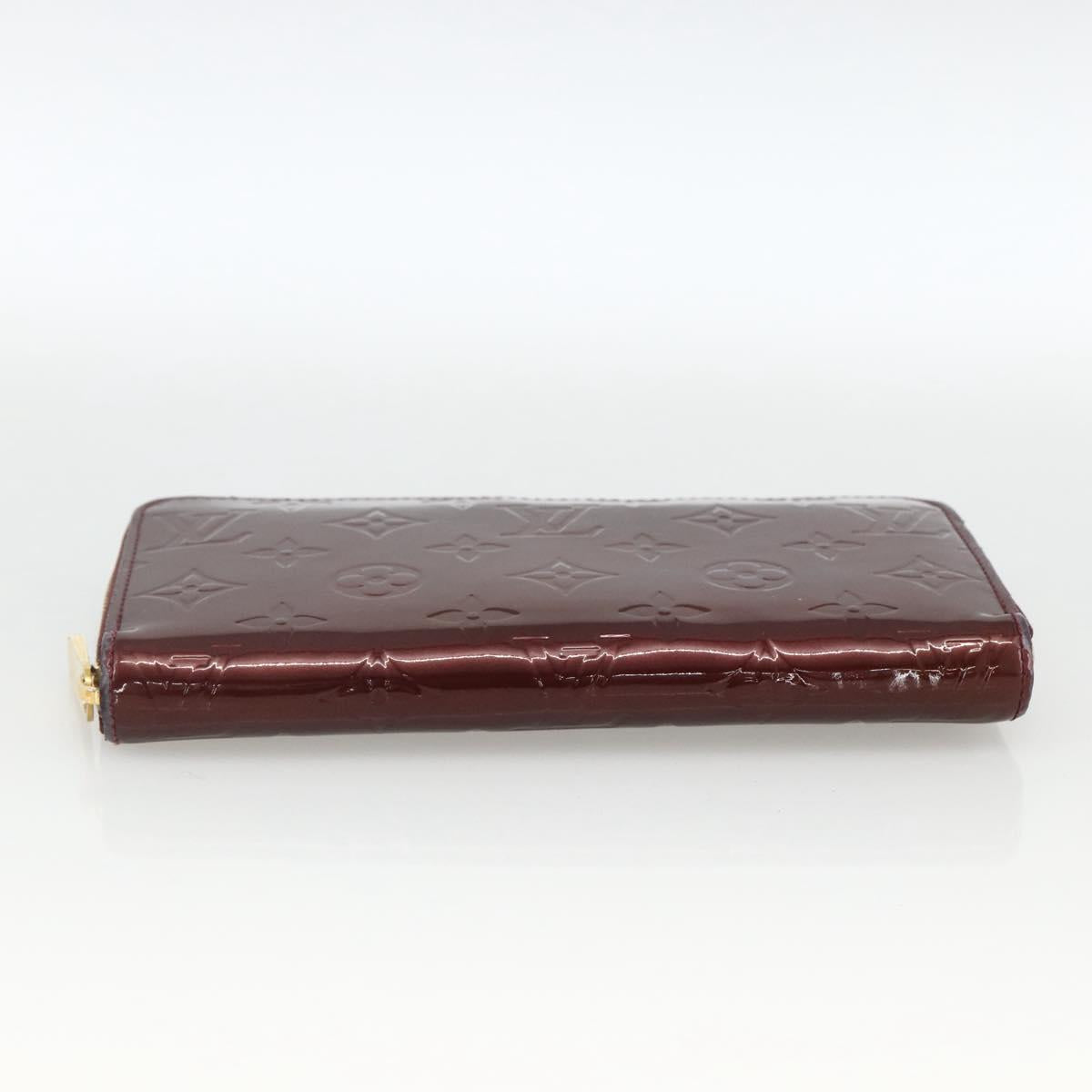 LOUIS VUITTON Monogram Vernis Zippy Long Wallet Rouge Favist M91536 Auth BA11335