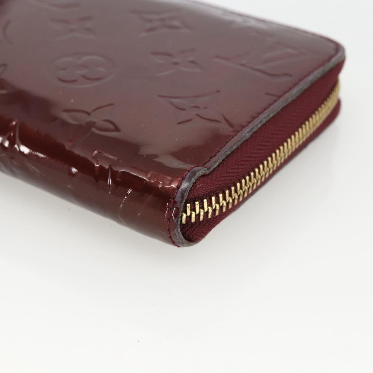 LOUIS VUITTON Monogram Vernis Zippy Long Wallet Rouge Favist M91536 Auth BA11335