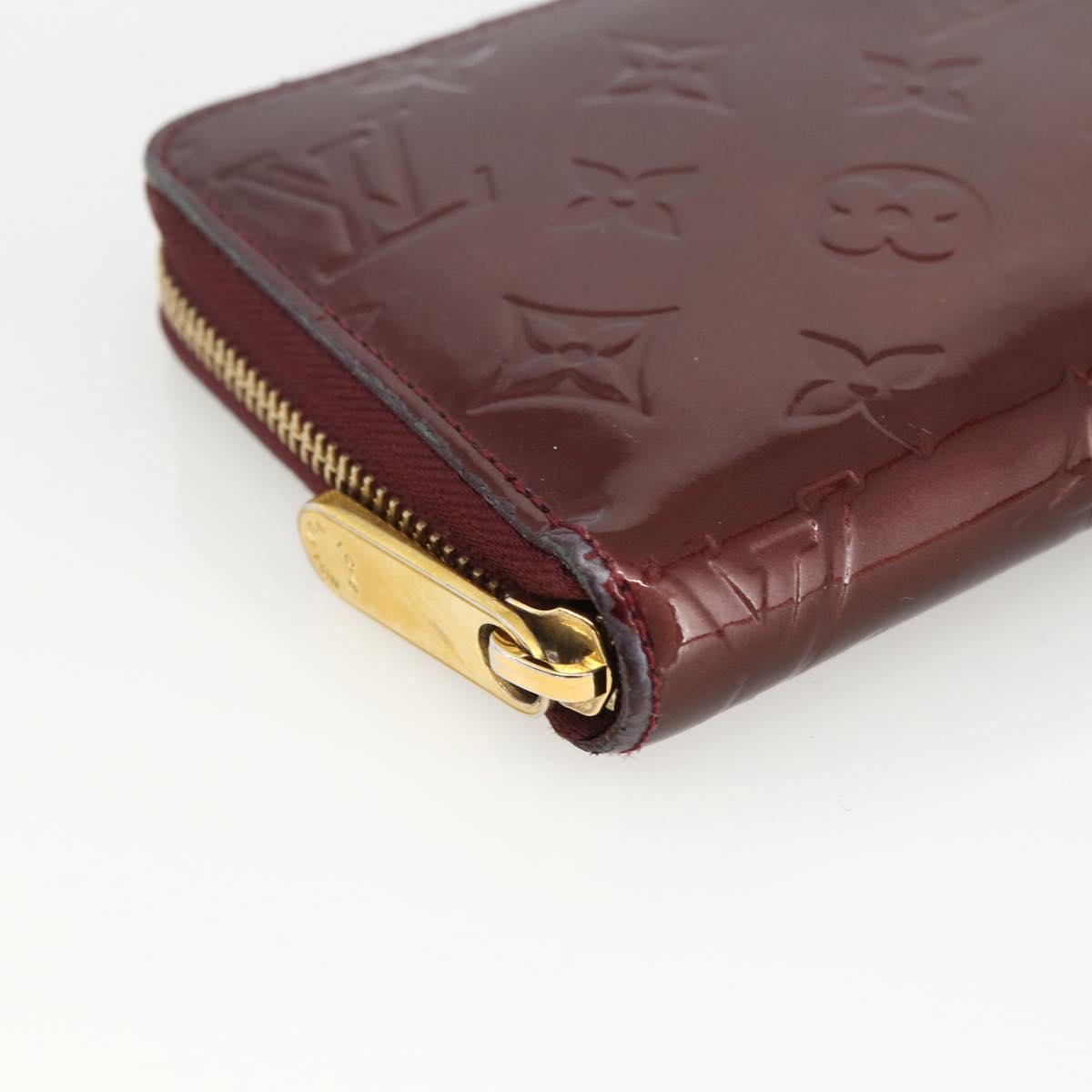 LOUIS VUITTON Monogram Vernis Zippy Long Wallet Rouge Favist M91536 Auth BA11335