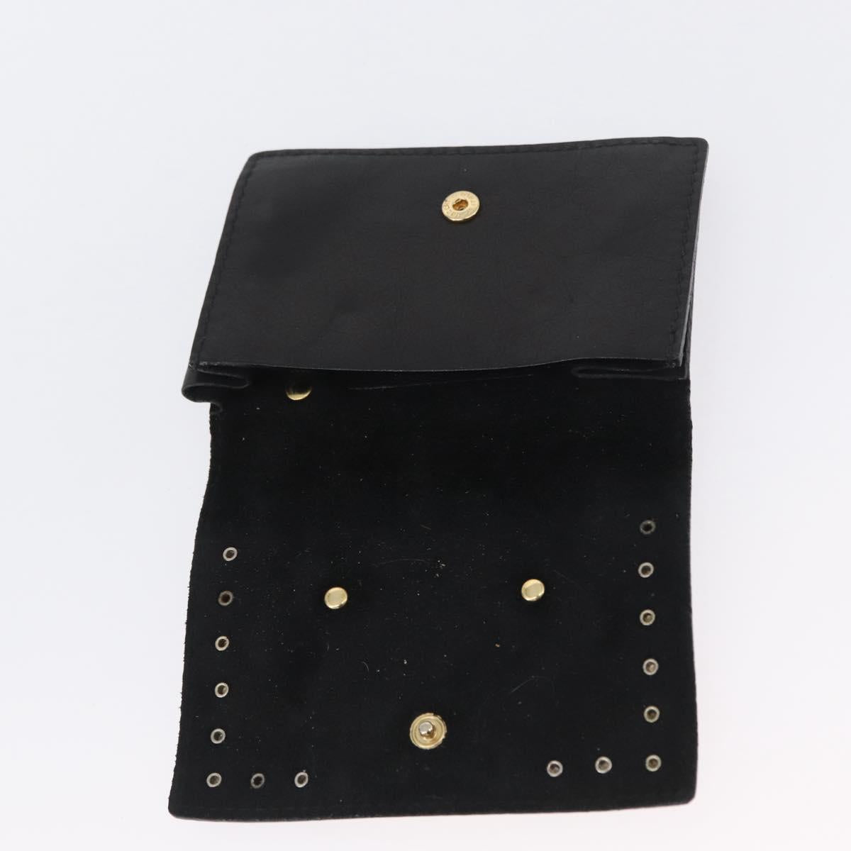 Gianni Versace Belt Pouch Leather Black Gold Auth BA11338