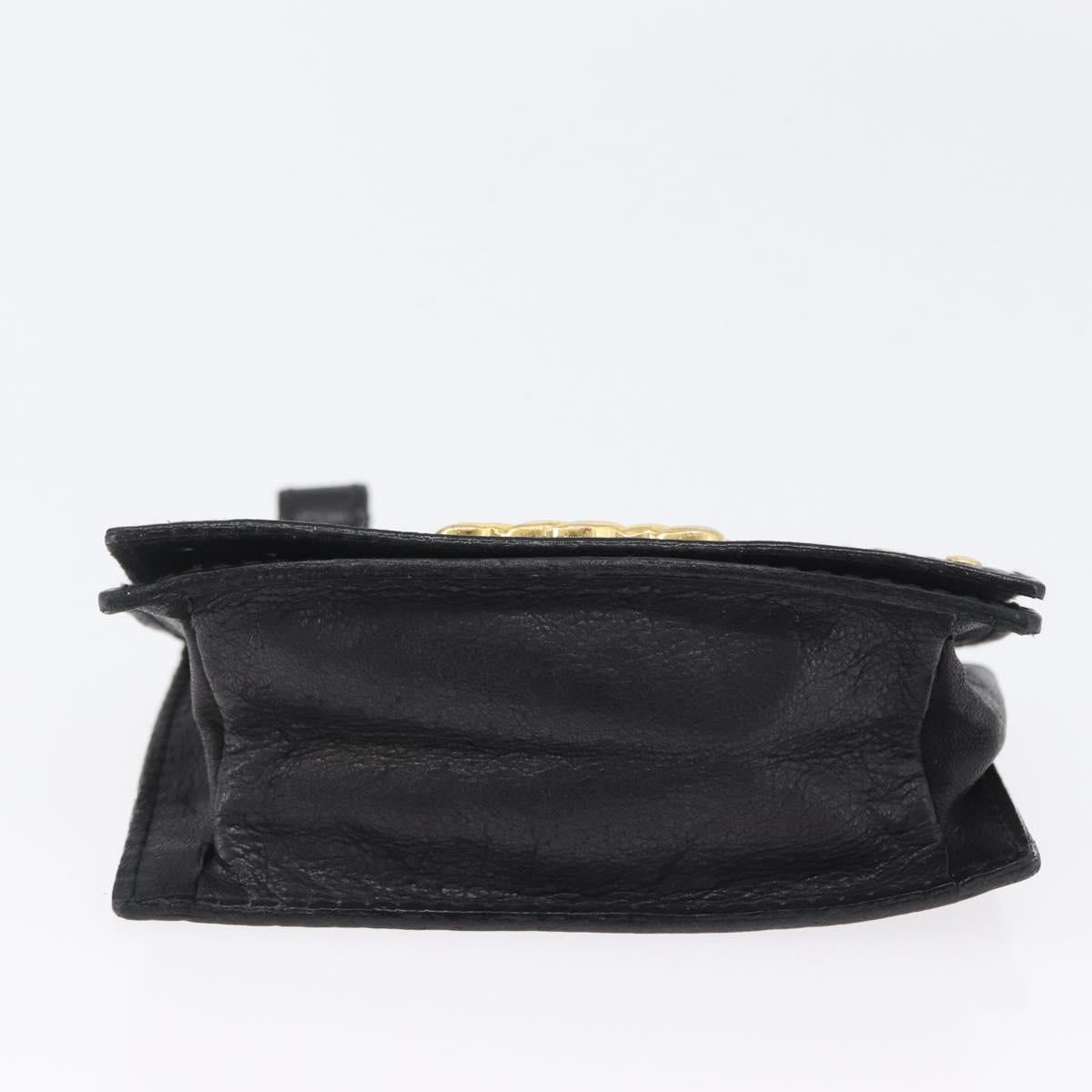Gianni Versace Belt Pouch Leather Black Gold Auth BA11338