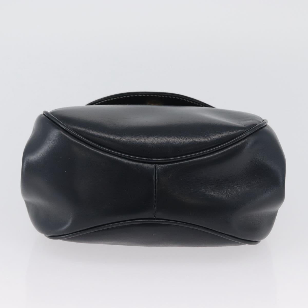 LOEWE Hand Bag Leather Navy Gold Auth BA11340
