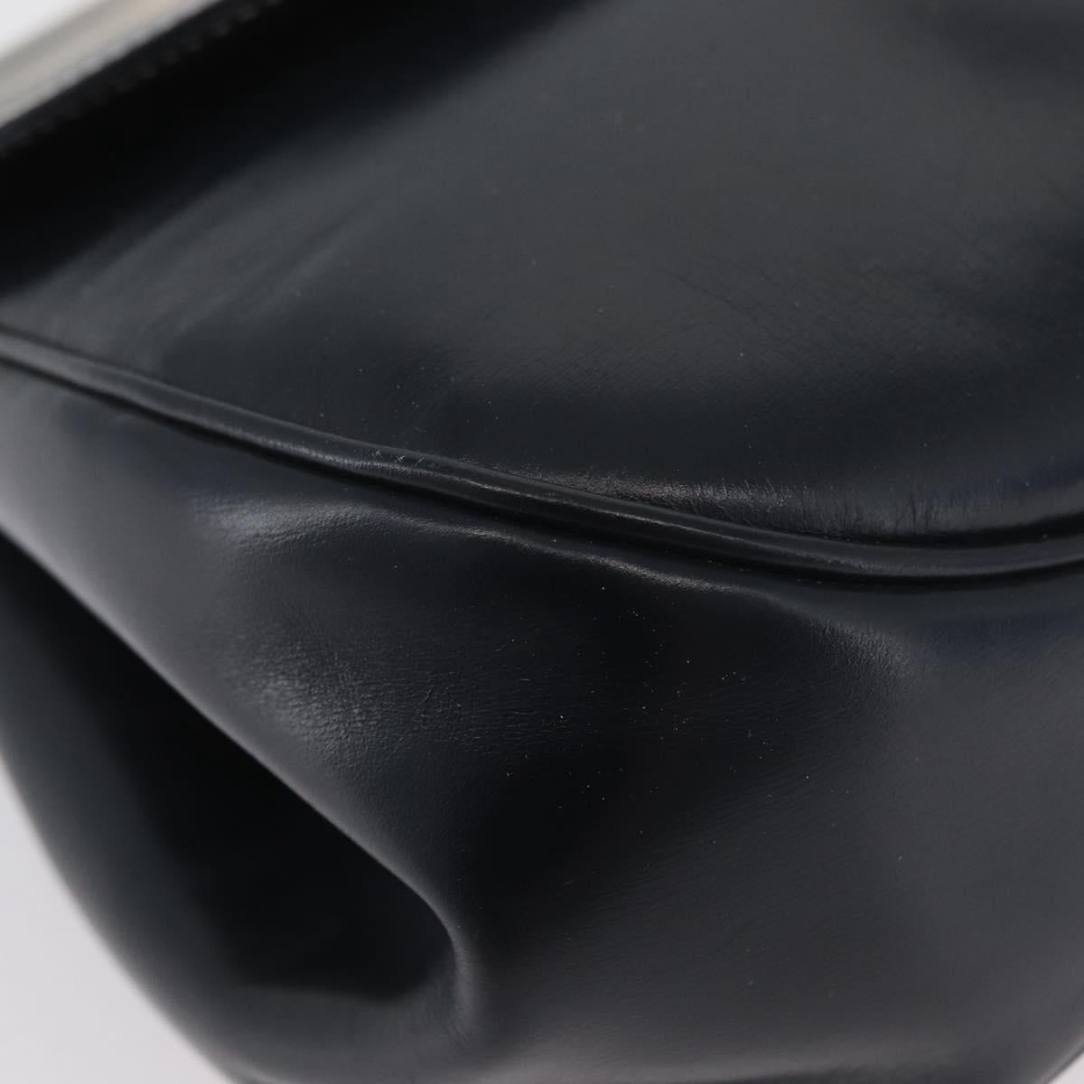 LOEWE Hand Bag Leather Navy Gold Auth BA11340