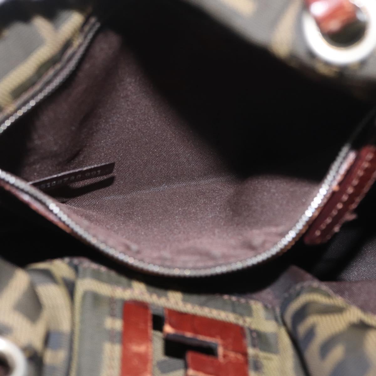 FENDI Zucca Canvas Hand Bag Brown Black Auth BA11341