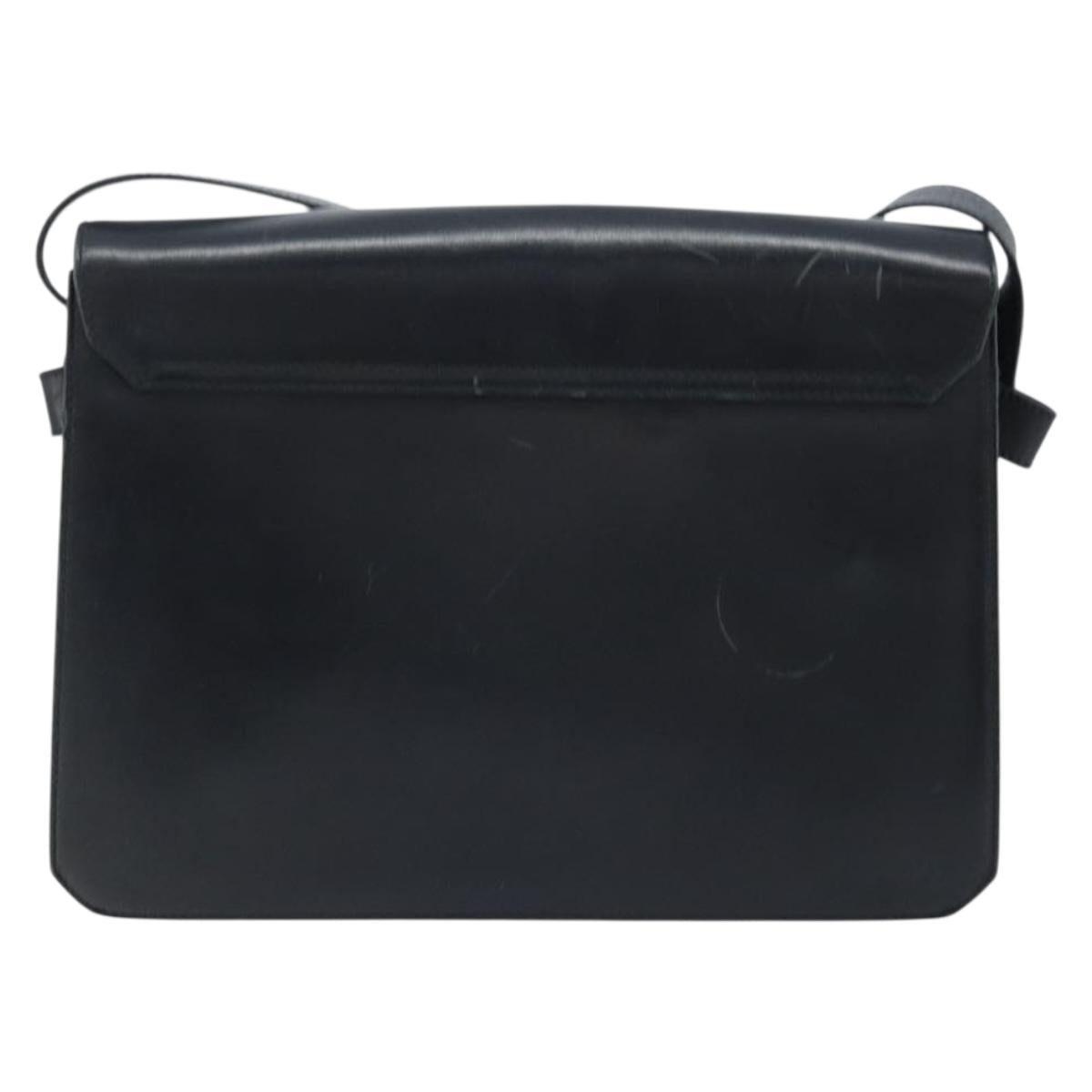 Salvatore Ferragamo Vala Shoulder Bag Leather Black Gold Auth BA11344