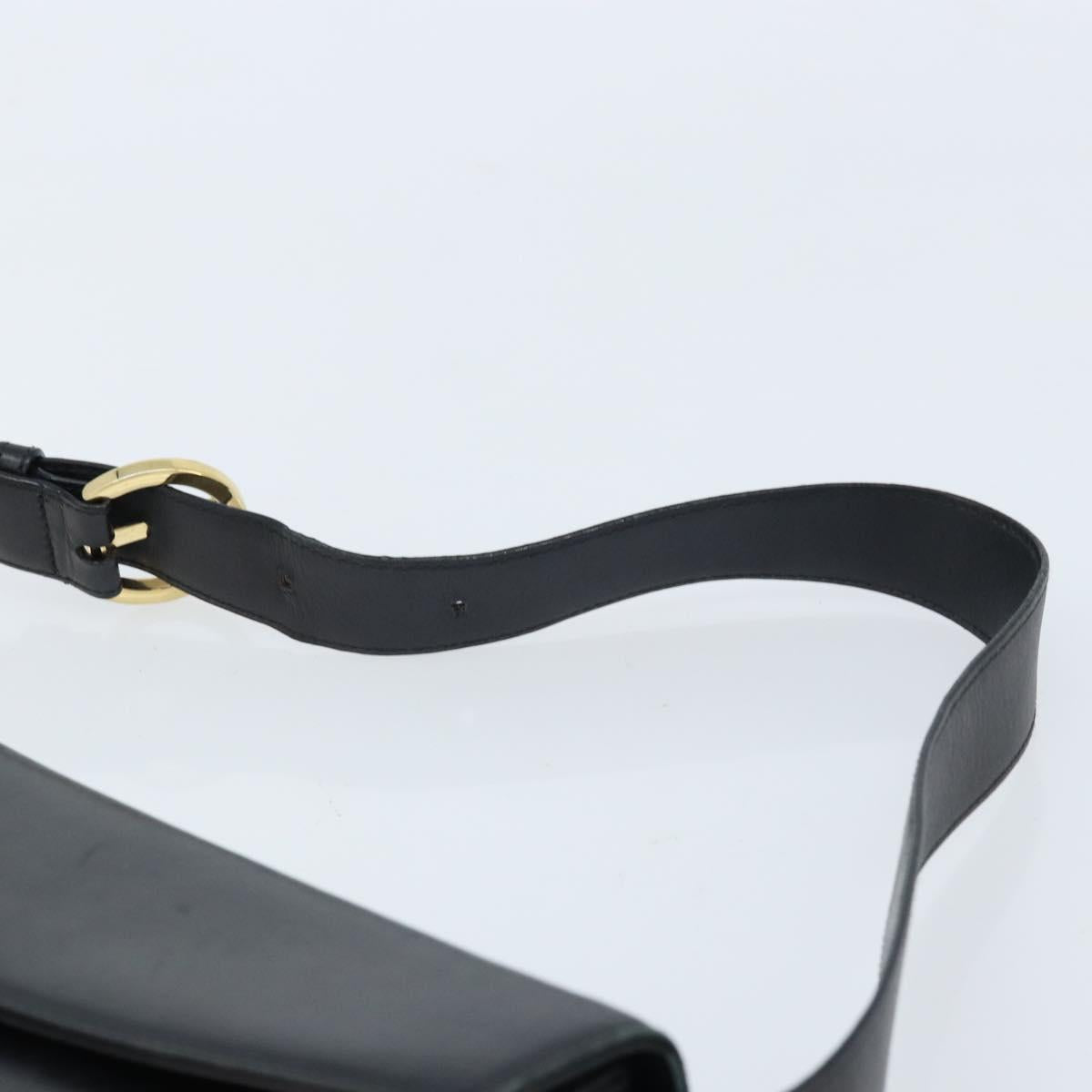 Salvatore Ferragamo Vala Shoulder Bag Leather Black Gold Auth BA11344