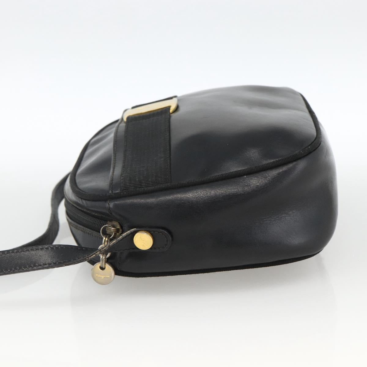 Salvatore Ferragamo Vala Shoulder Bag Leather Black Gold Auth BA11345