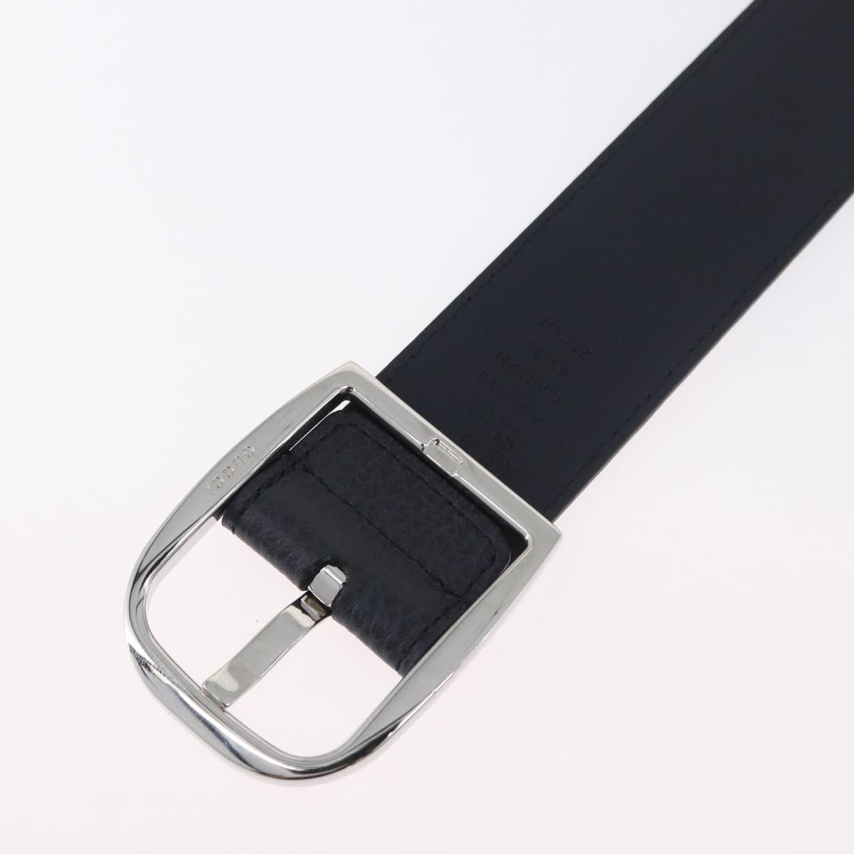 GUCCI Belt Leather 39.4"" Outlet Navy Silver 449716 Auth BA11347V