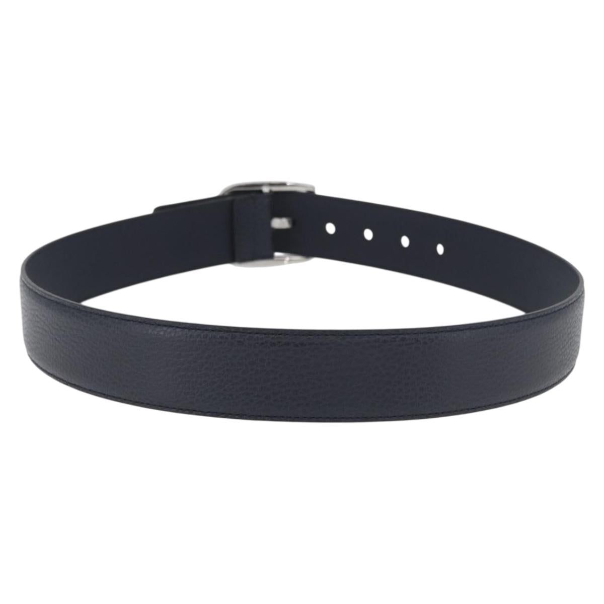 GUCCI Belt Leather 39.4"" Outlet Navy Silver 449716 Auth BA11347V