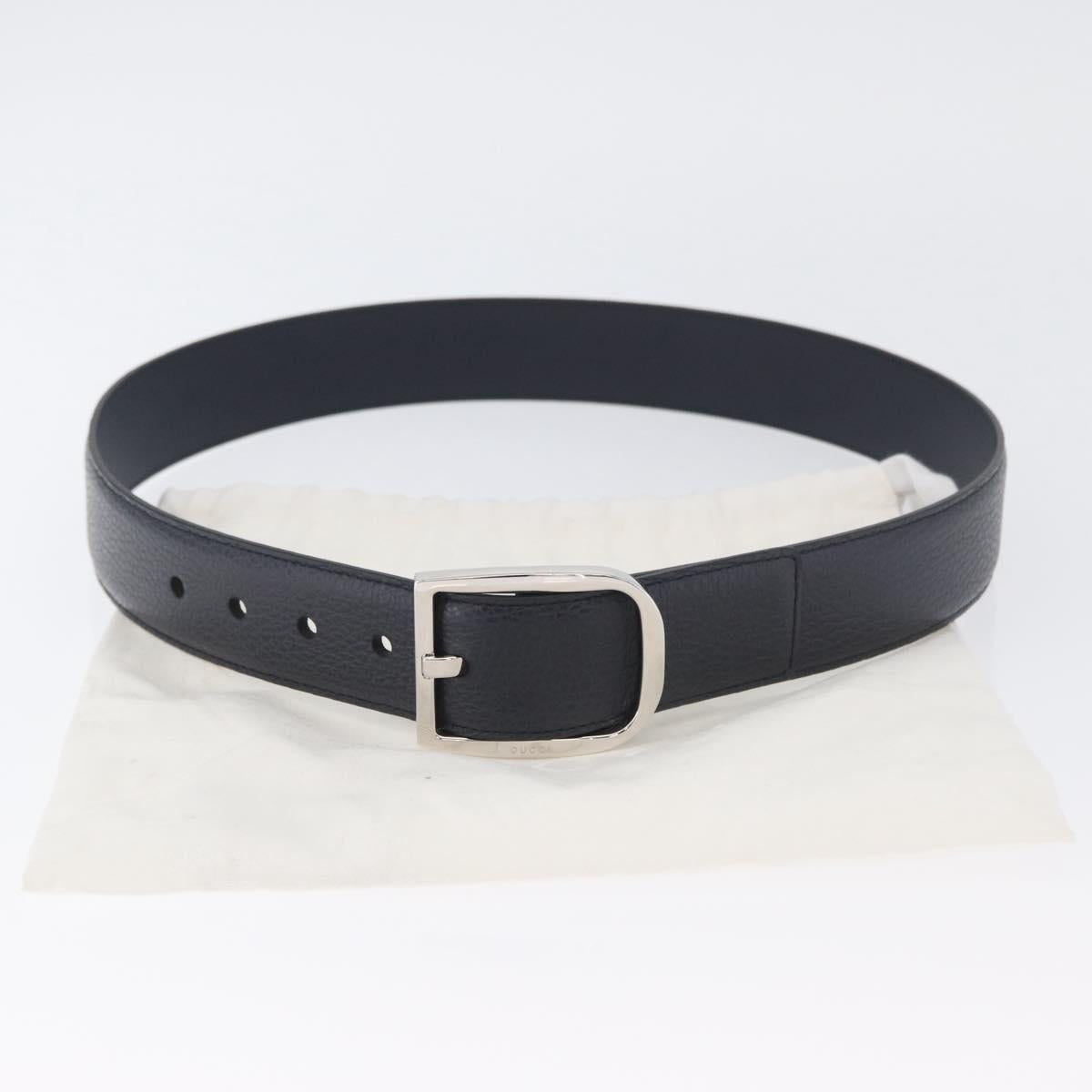 GUCCI Belt Leather 39.4"" Outlet Navy Silver 449716 Auth BA11347V