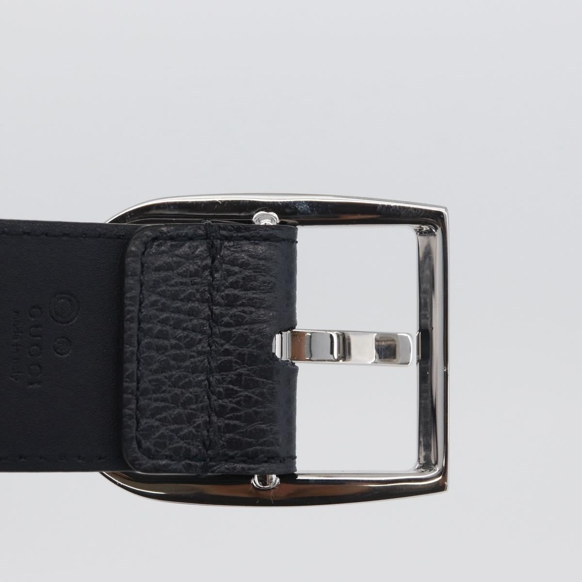 GUCCI Belt Leather 39.4"" Outlet Navy Silver 449716 Auth BA11347V