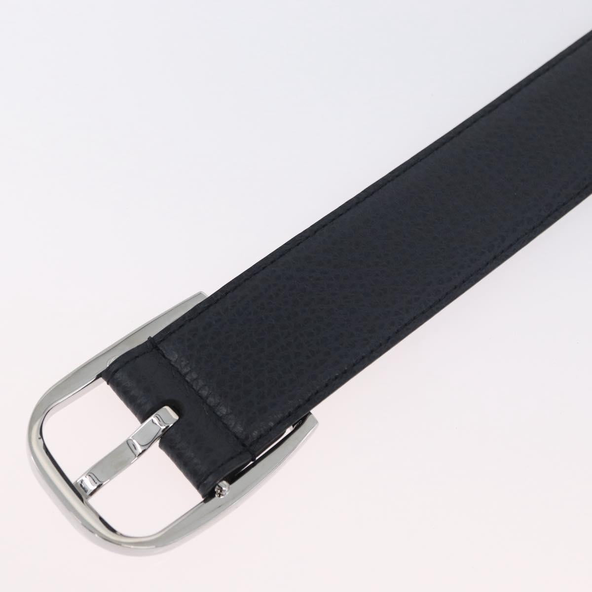 GUCCI Belt Leather 39.4"" Outlet Navy Silver 449716 Auth BA11347V