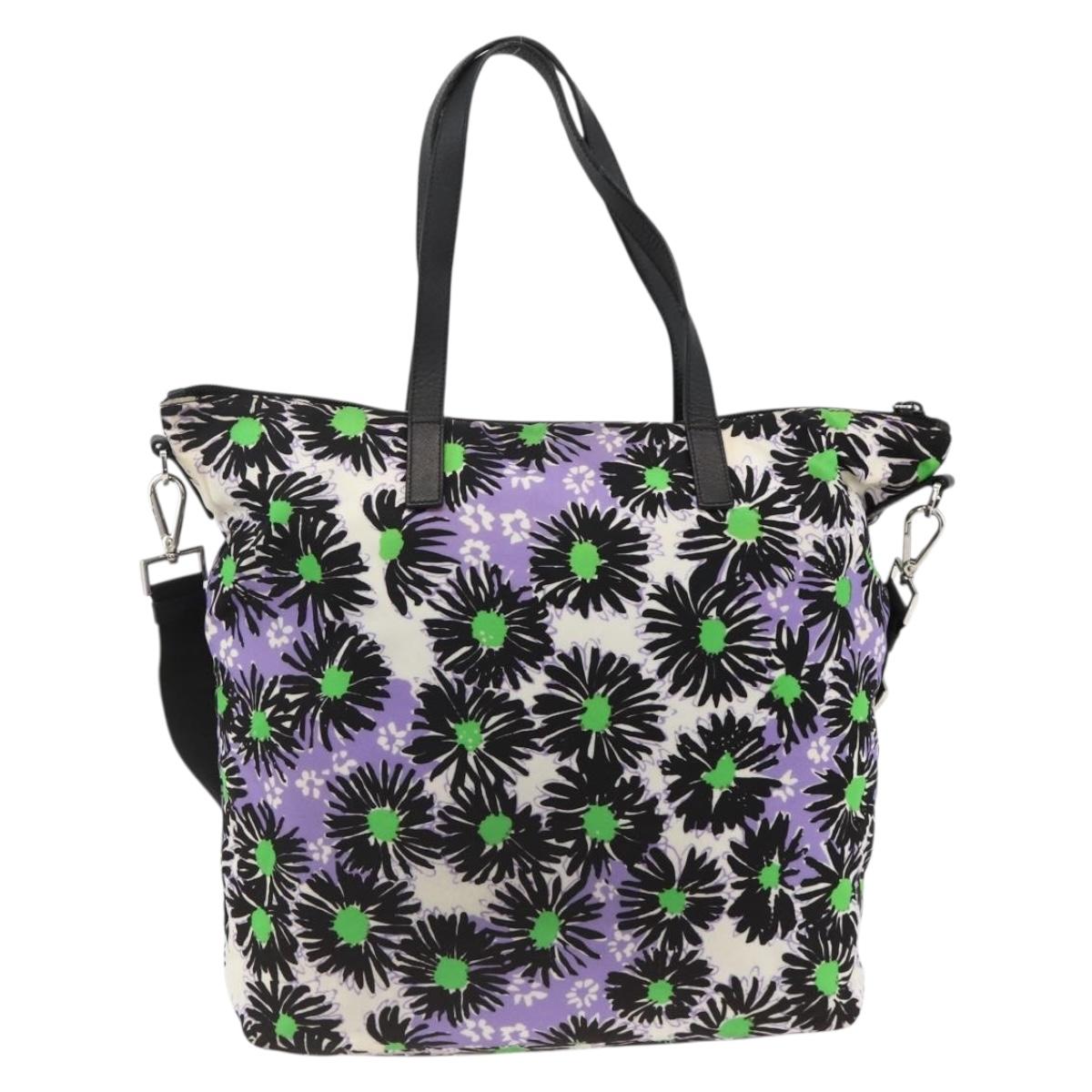 PRADA Tote Bag Nylon 2way Multicolor Silver Auth BA11353A