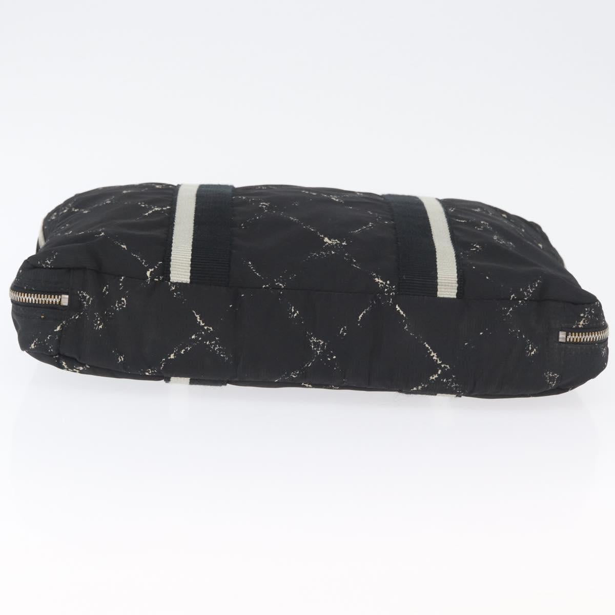 CHANEL New Travel Line Hand Bag Nylon Black CC Auth BA11357