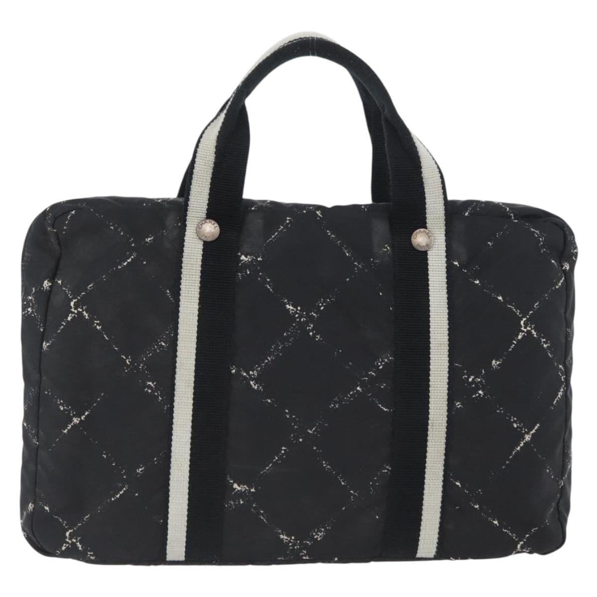 CHANEL New Travel Line Hand Bag Nylon Black CC Auth BA11357