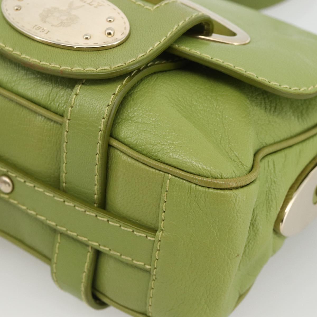 BALLY Shoulder Bag Leather Light green Auth BA11358A