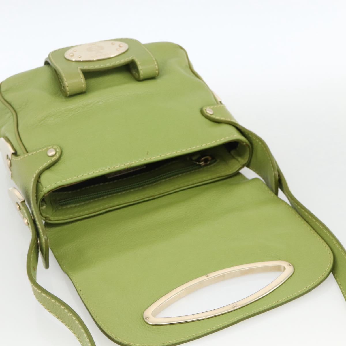 BALLY Shoulder Bag Leather Light green Auth BA11358A