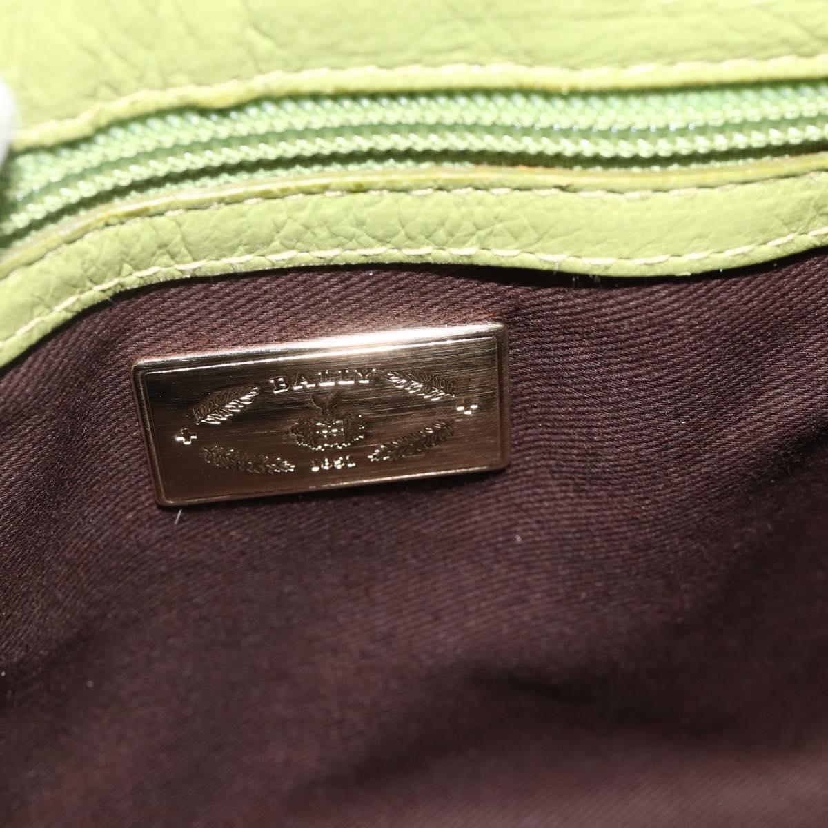 BALLY Shoulder Bag Leather Light green Auth BA11358A