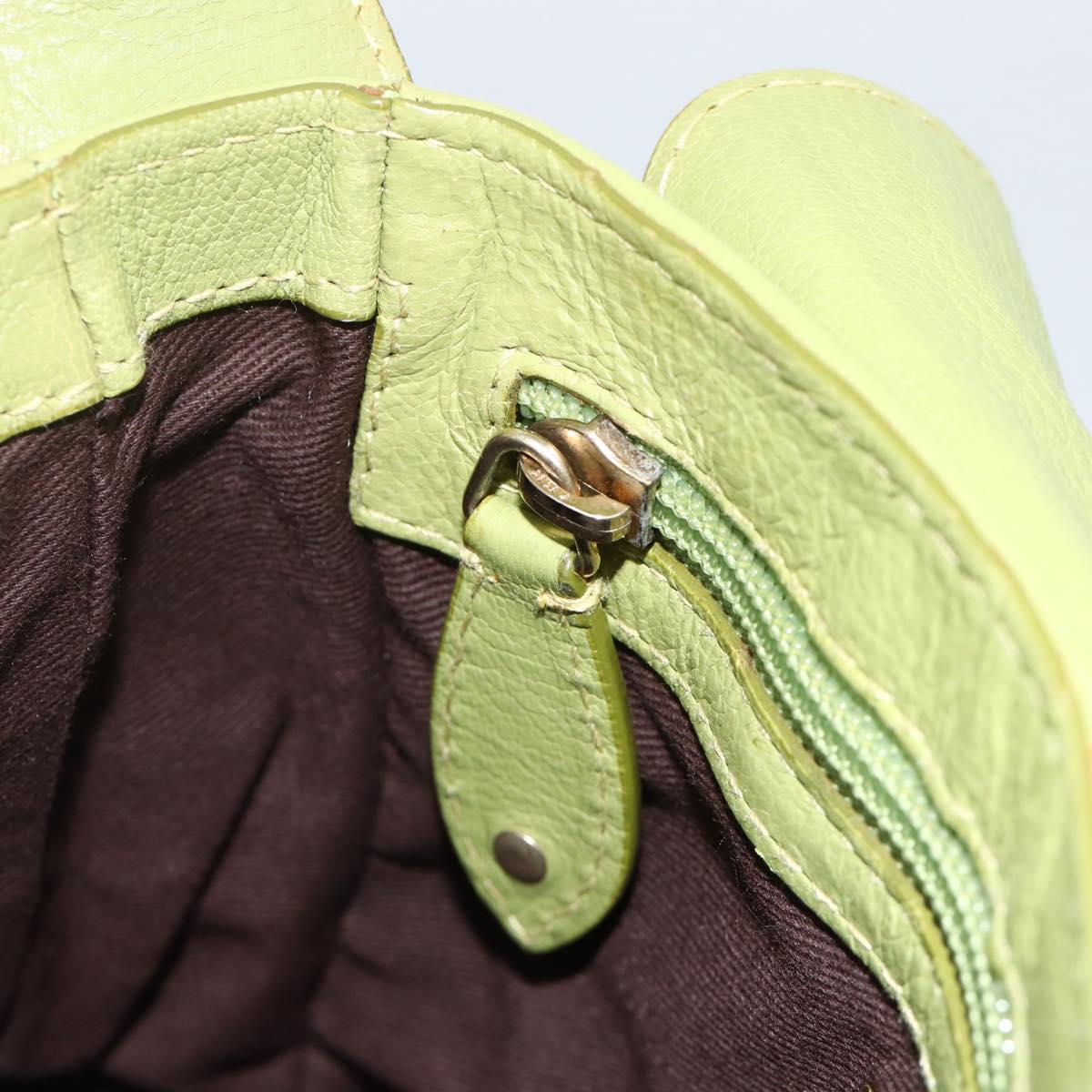 BALLY Shoulder Bag Leather Light green Auth BA11358A