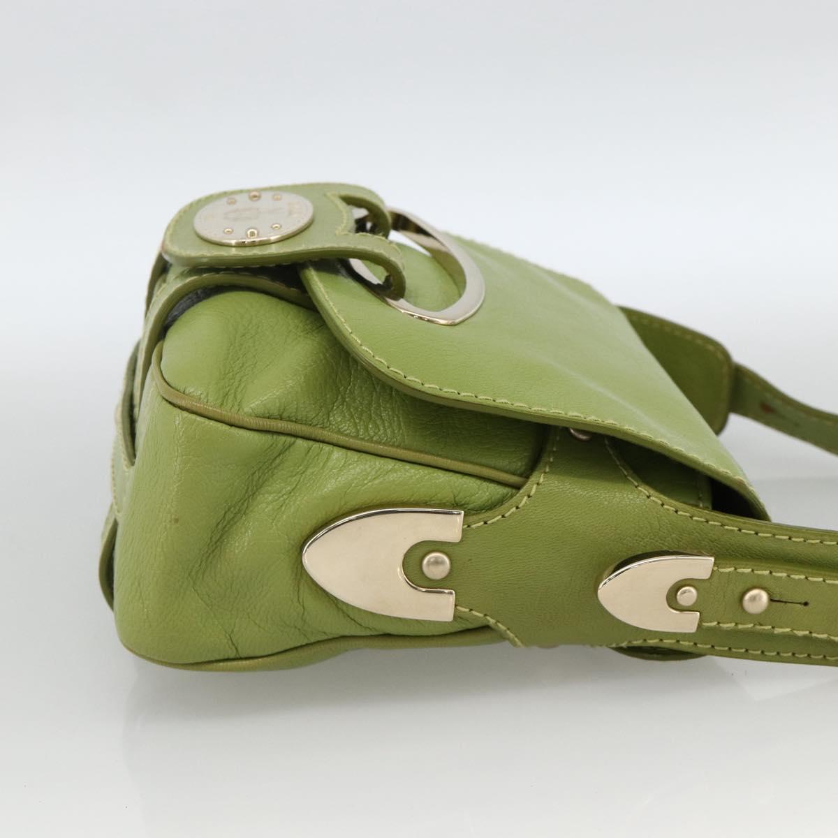 BALLY Shoulder Bag Leather Light green Auth BA11358A