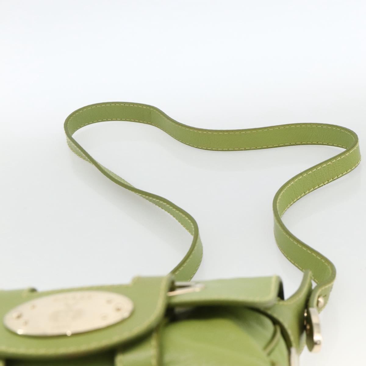 BALLY Shoulder Bag Leather Light green Auth BA11358A