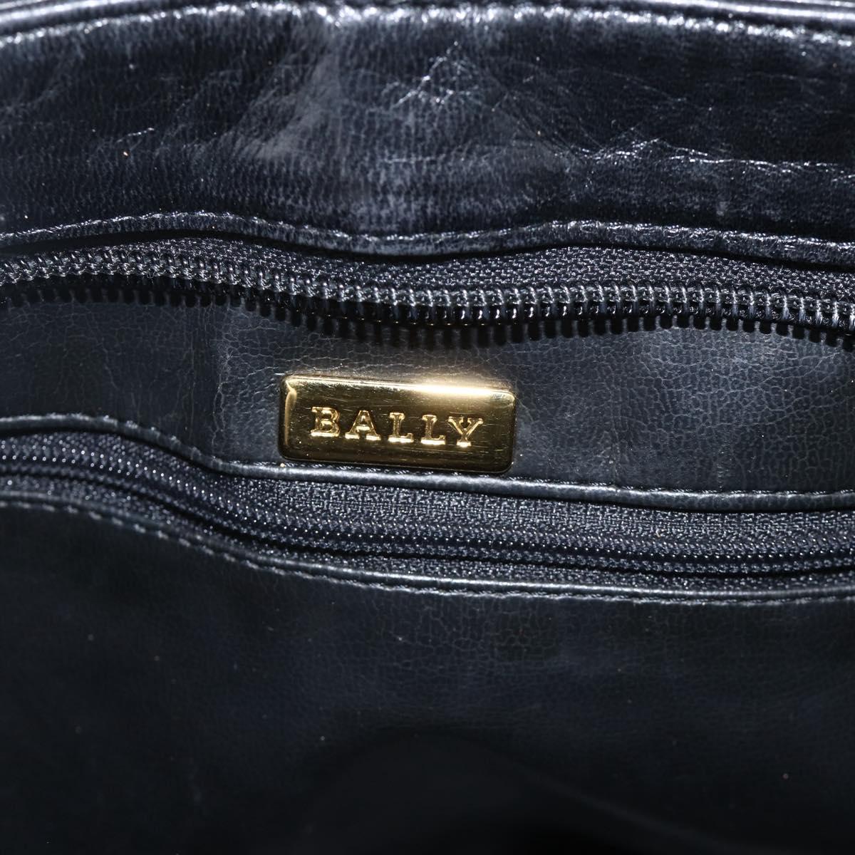 BALLY Quilted Chain Shoulder Bag Leather Black Gold Auth BA11359