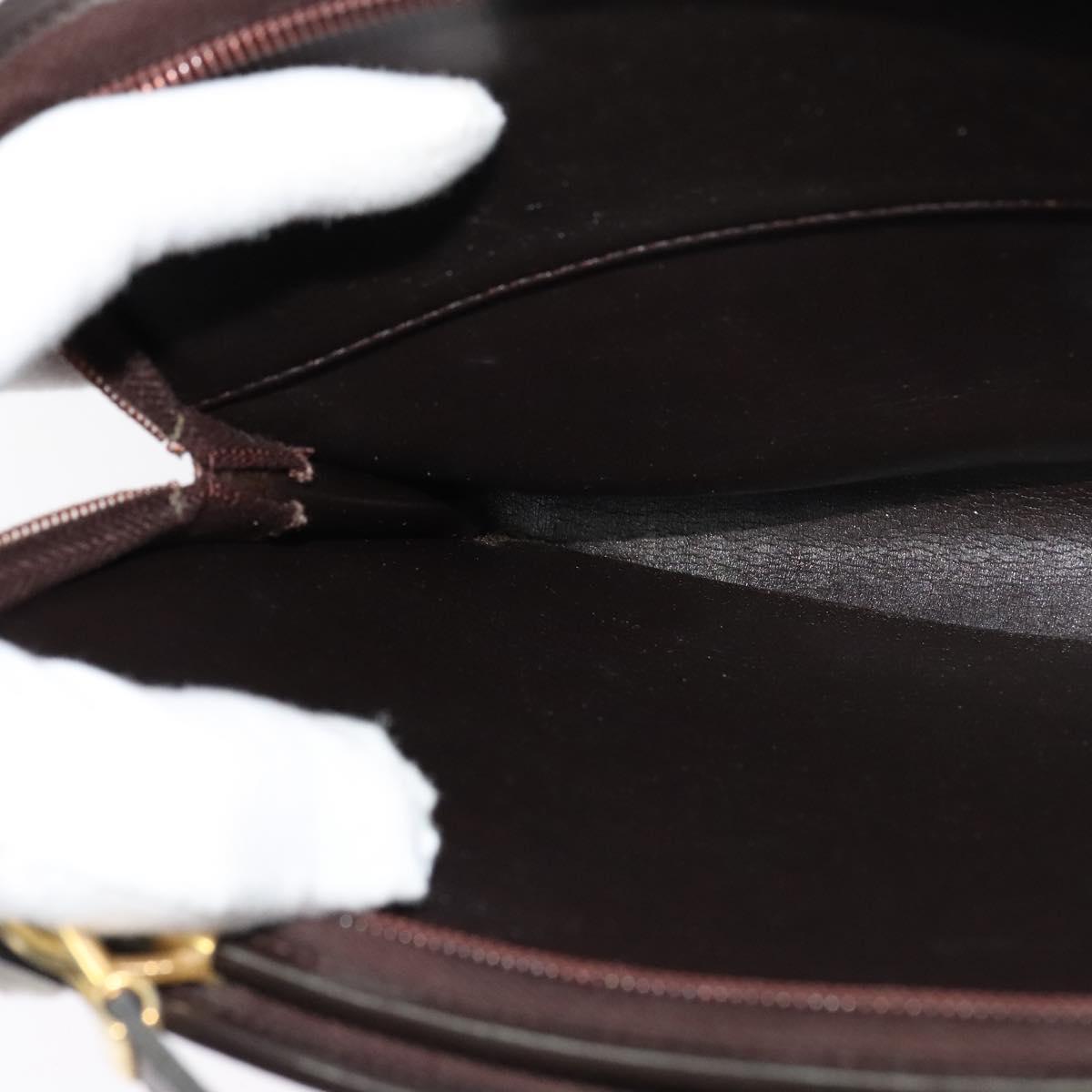 Christian Dior Trotter Canvas Shoulder Bag Brown Gold Auth BA1136