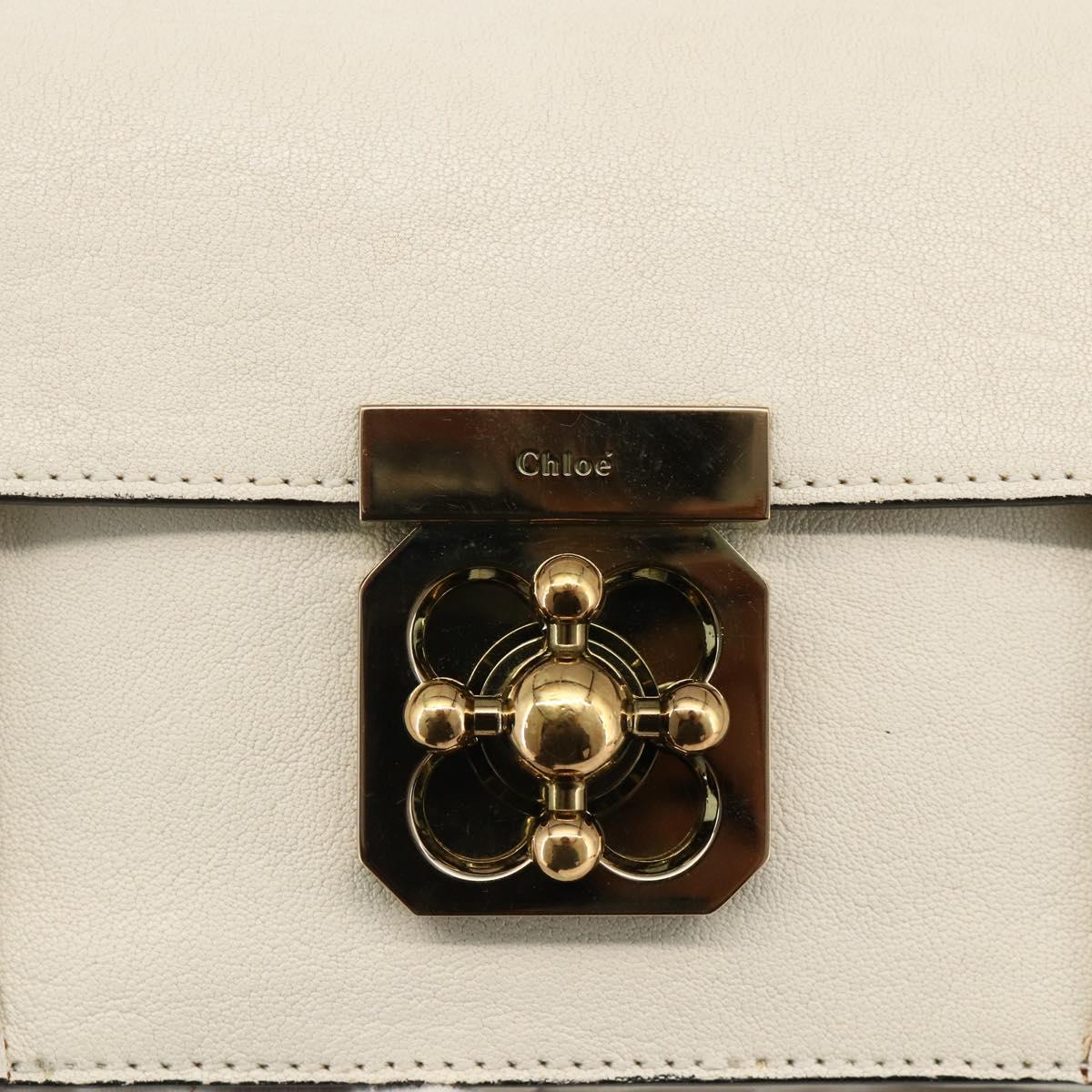Chloe Shoulder Bag Leather Cream Gold Auth BA11360A