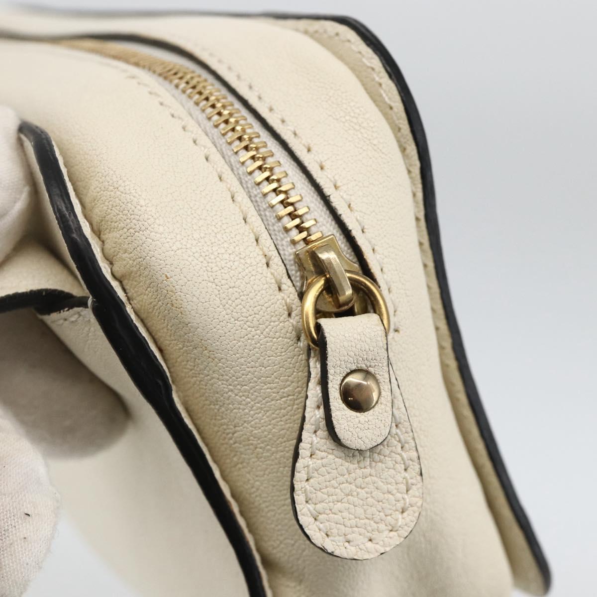 Chloe Shoulder Bag Leather Cream Gold Auth BA11360A