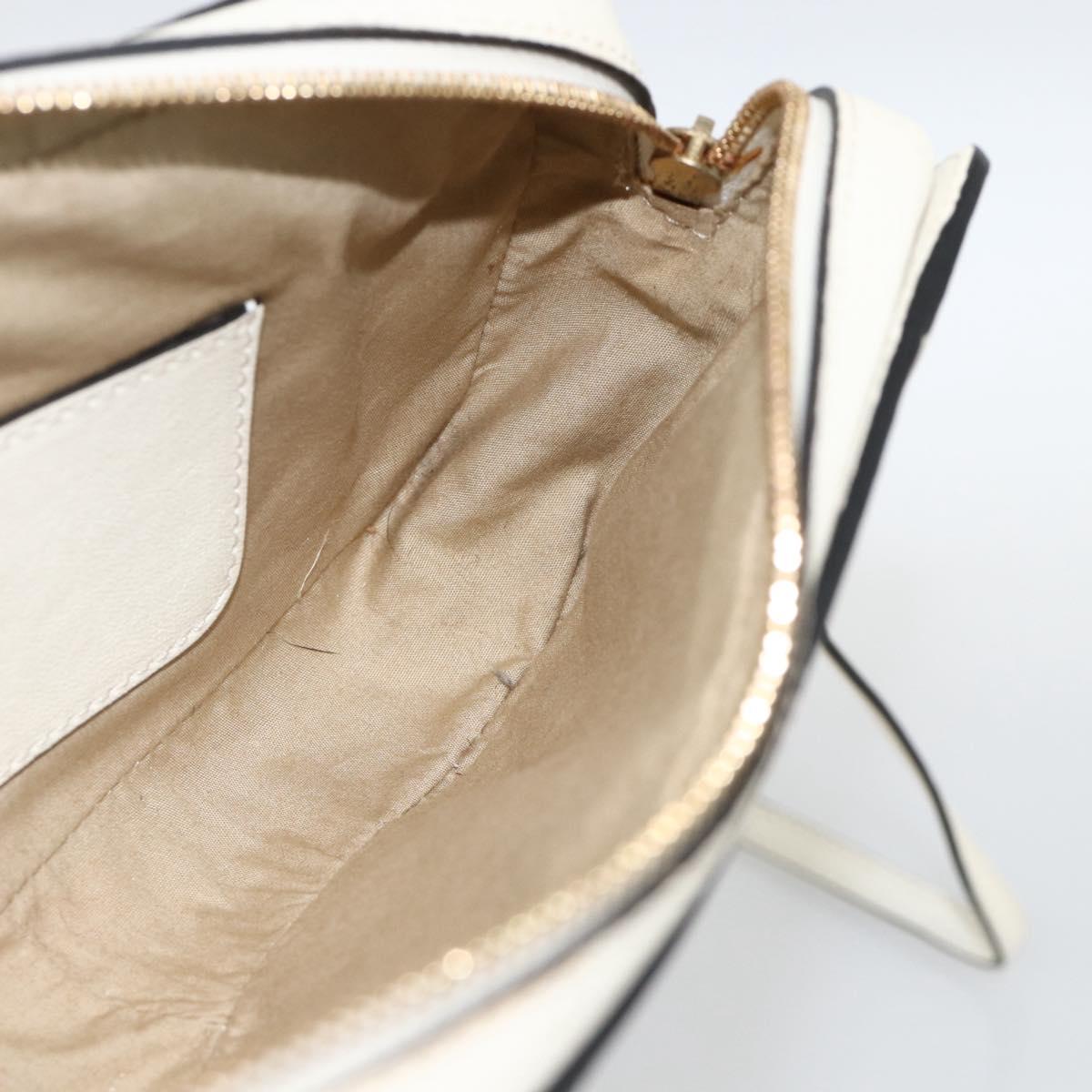 Chloe Shoulder Bag Leather Cream Gold Auth BA11360A